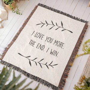I Love You More Woven Throw, 2nd Anniversary Gift for Spouse, Vines Woven Throw, I Love You More Gift, Cotton Anniversary, Gift for Husband