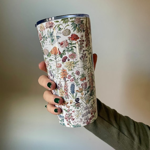 Vintage Wildflowers Travel Tumbler, Wildflower Mug, Cottagecore Mug, Flowers Tumbler