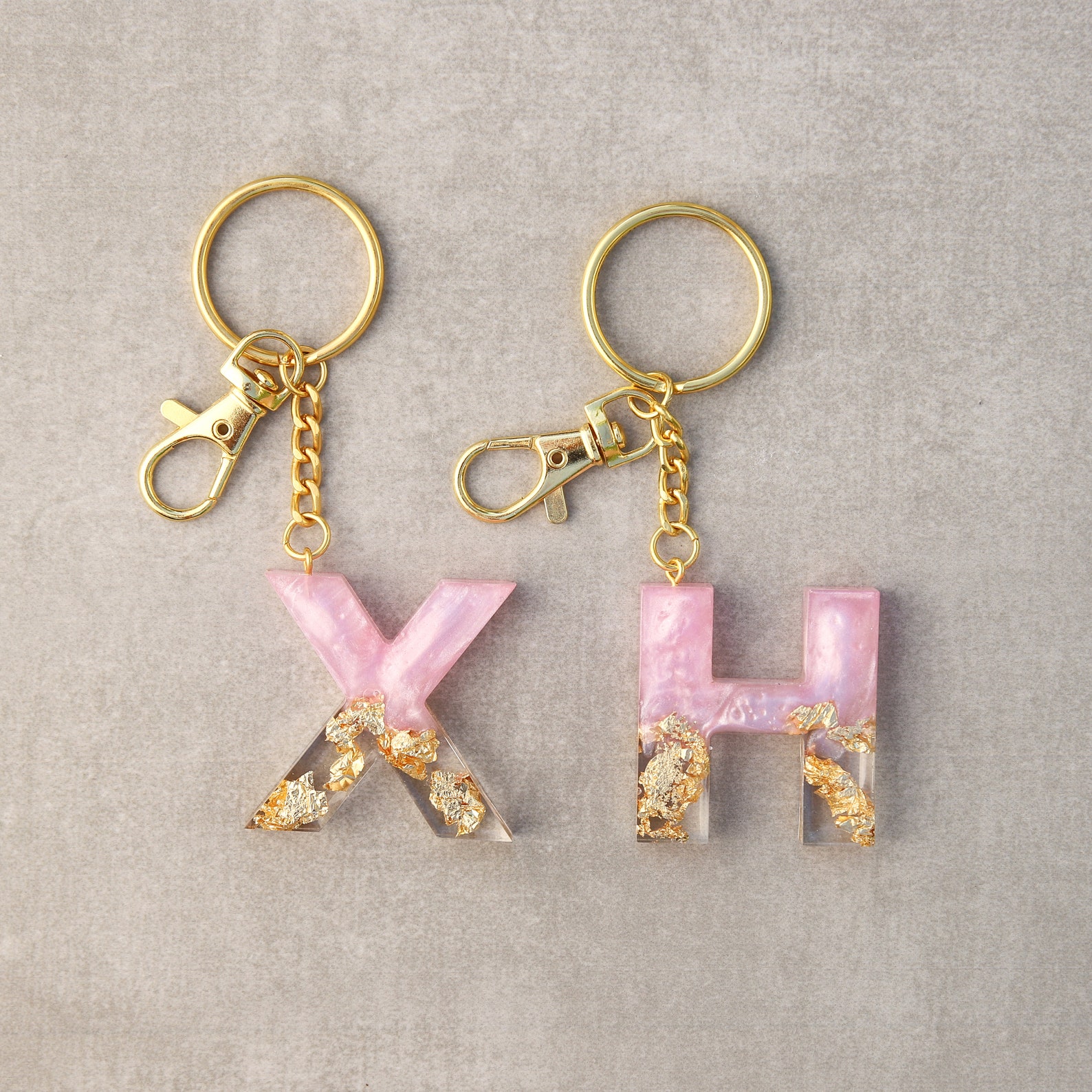 Color Custom Initial Letter Resin Keychain Etsy