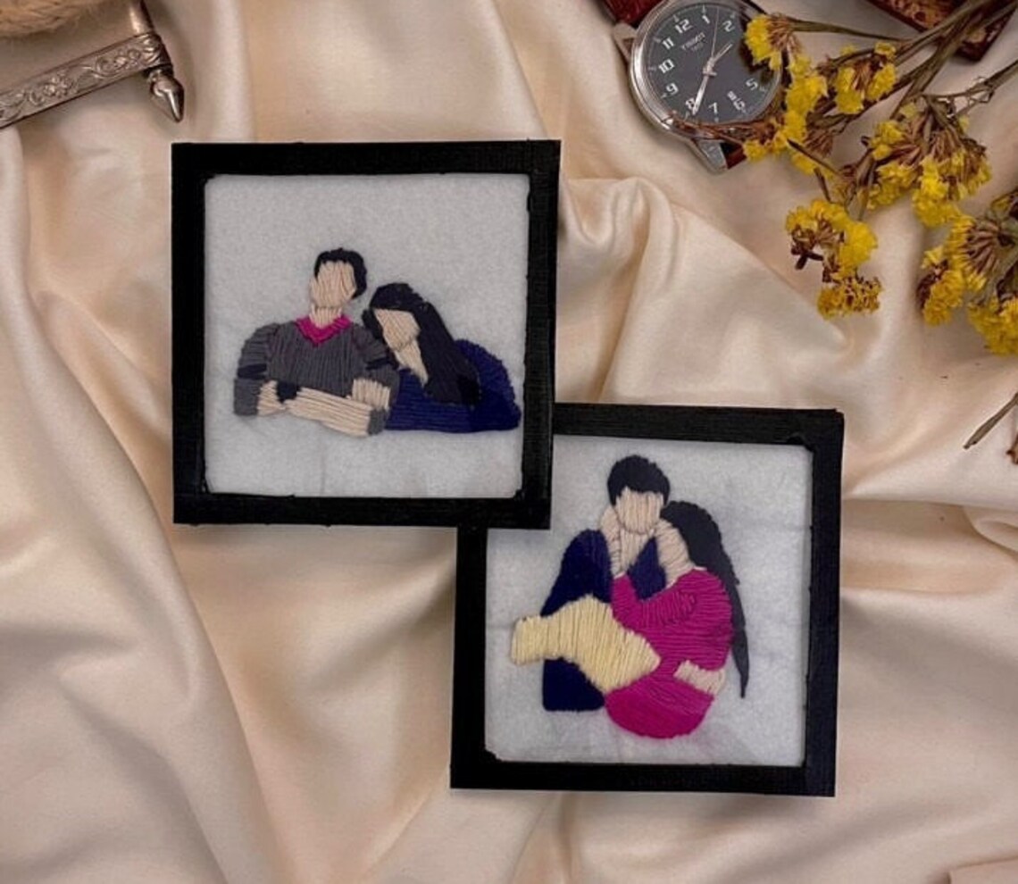 Personalised Hand Embroidered Frames Embroidered Frames Etsy UK