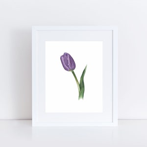 Tulip Watercolor Print Botanical Wall Decor Purple Tulip Wall Art Floral Art Print Tulip Home Decor Flower Housewarming Gift