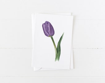 Floral 4x6 Greeting Card Blank Inside Greeting Card Tulip Watercolor Blank Note Card Stationery All Occasions Botanical Card with Envelope