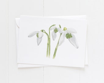 Floral 4x6 Greeting Card Snowdrop Watercolor Blank Note Card Botanical Card with Envelope All Occasions  Blank Greeting Card Stationery