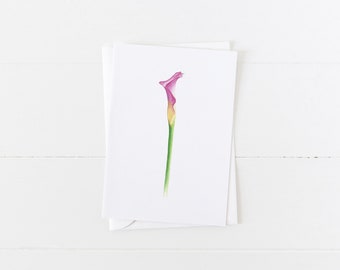 Calla Lily Greeting Card 4x6 Floral Watercolor Blank Inside Greeting Card Note Card Stationery All Occasions Botanical Card with Envelope