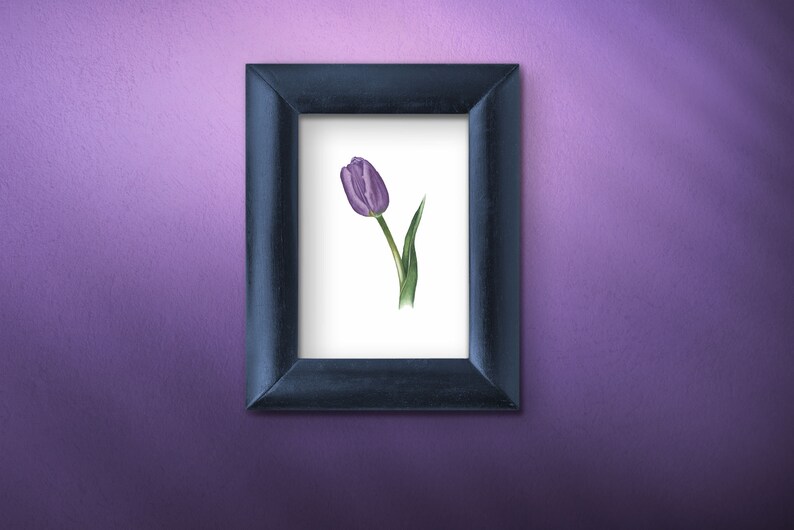 Tulip Watercolor Print Botanical Wall Decor Purple Tulip Wall Art