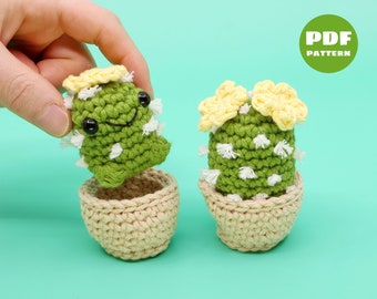 FREE Crochet Beginner Cactus Pattern - Cacti Amigurumi Crocheting Tutorial - Digital PDF and Video Step by Step Amigurumi Pattern