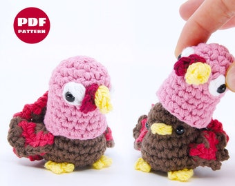 Crochet Turkey Birb Pattern - Amigurumi Crocheting Toy Tutorial - Digital PDF and Video Step by Step Thanksgiving Pattern