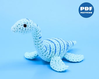 Crochet Plesiosaur Pattern - Water Dinosaur Crocheting Tutorial - Digital PDF and Video Step by Step Amigurumi Dino Pattern