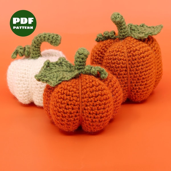 Crochet Pumpkin Pattern - Beginner No Sew Crocheting Tutorial - Digital PDF and Video Step by Step Amigurumi Pattern