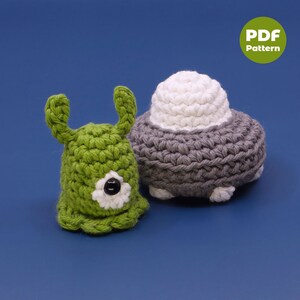 Alien and UFO Crochet Pattern – No Sew Amigurumi (PDF & Video Tutorial)