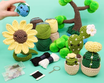 Seasonal Crochet Kit Bundle: Photosynthesis - Beginner Learn How To Crochet - Easy Starter Crochet Kit - Amigurumi Craft Kit Gift - Plants