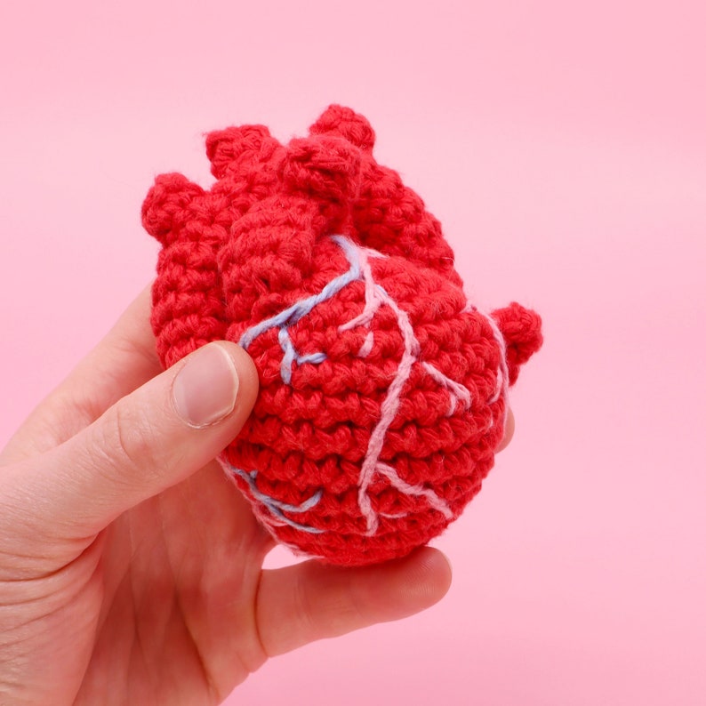 Crochet Anatomical Human Heart Pattern Easy Amigurumi Crocheting Tutorial Digital PDF and Video Step by Step Amigurumi Heart Pattern image 7