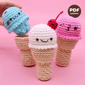 Ice Cream Buddy Häkelanleitung - Anfänger Amigurumi Häkelanleitung - Interaktives Digitales PDF- und Video-Muster