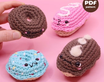 Crochet Donut Pattern Bundle - Easy Amigurumi Crocheting Tutorial - Digital PDF and Video Step by Step Amigurumi Doughnut Patterns