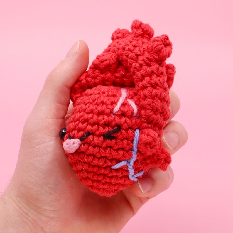 Crochet Anatomical Human Heart Pattern Easy Amigurumi Crocheting Tutorial Digital PDF and Video Step by Step Amigurumi Heart Pattern image 8