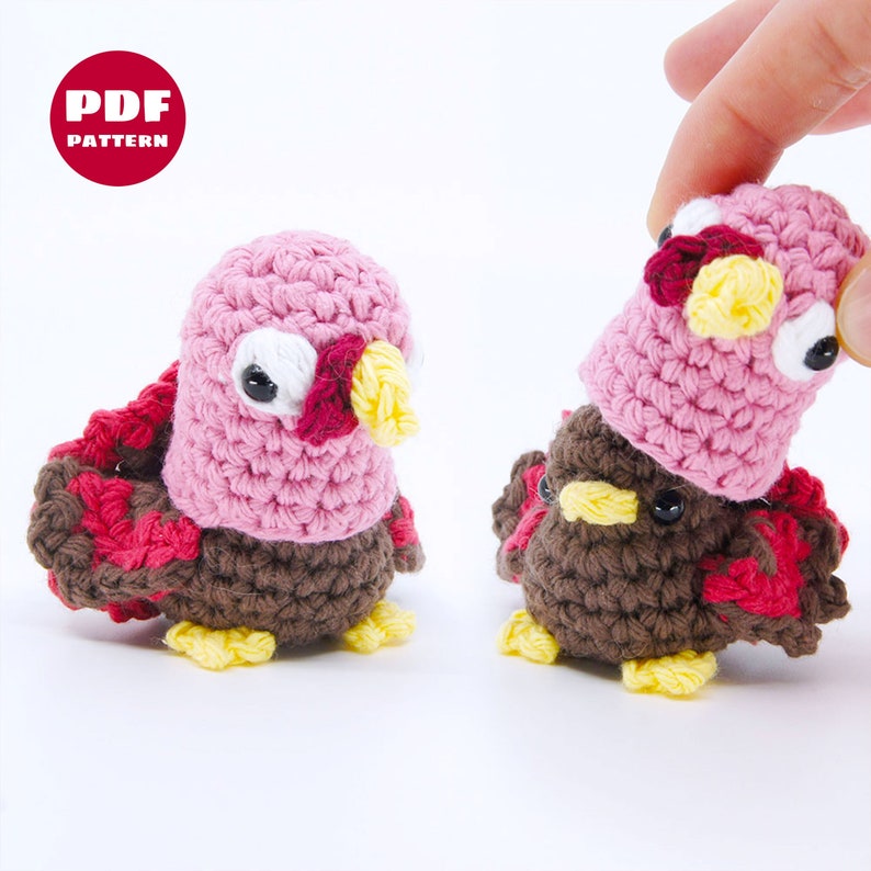 Crochet Turkey Birb Pattern Amigurumi Crocheting Toy Tutorial Digital PDF and Video Step by Step Thanksgiving Pattern image 1