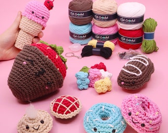 Seasonal Crochet Kit Bundle: Sweet Stitches - Beginner Learn How To Crochet - Easy Starter Crochet Kit - Amigurumi DIY Craft Kit Gift