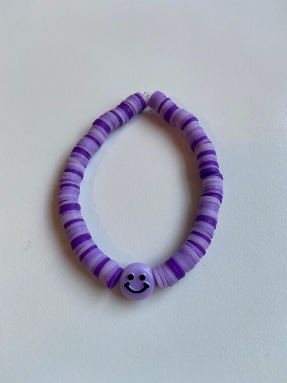 Purple Clay Bead Bracelet Etsy