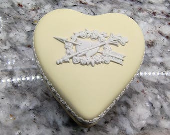 Vintage Wedgwood Primrose Yellow Heart, Jasperware, Couples Celebrating 1998, Excellent Condition