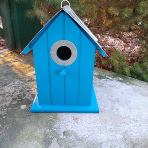 Lovely Bird Birdhouse, Wren, Chickadee, NEW Blue