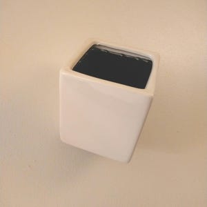 White Ceramic Cube Wall Planter with Liner