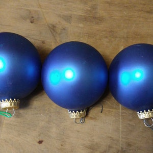 Vintage Blue Matte Christmas Ornaments Balls 4"