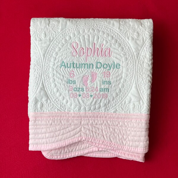 Baby Girl Quilt With Name for Nursery Etsy