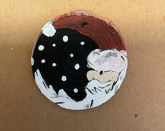 Hand painted wood slice ornament