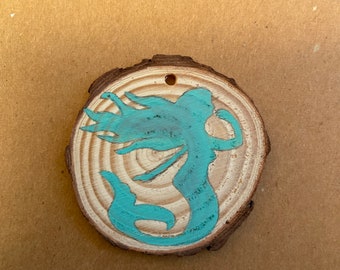 Hand painted wood slice ornament