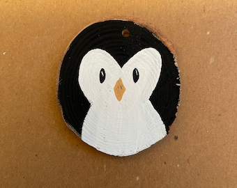 Hand painted wood slice ornament