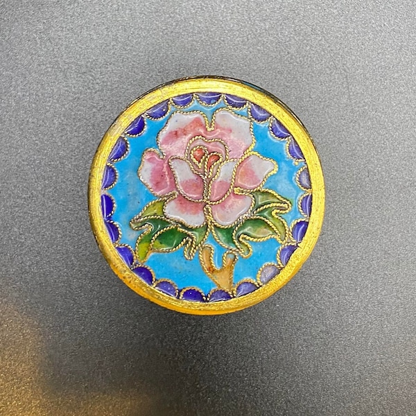 Rose Flower Cloisonné Trinket Box