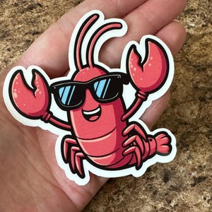 Cool Lobster Vinyl Waterproof Sticker. Sticker for Laptop. Sticker for Water Bottle. Car Decal. New England Lobster. Cartoon Lobster.