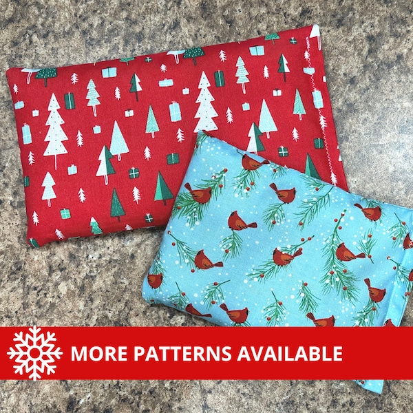 CLEARANCE Reusable Microwave Heat Pad. Hot Cold Pack. Migraine Headache Relief. Rice Pack. Christmas, Holiday, Winter, Snowflakes, Cardinals