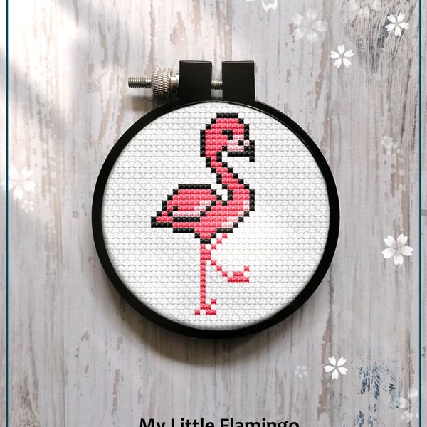 Cute Little Flamingo Modern Cross Stitch Pattern Gift for Kid easy Mini baby pink Flamingo Instant Download PDF