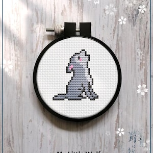 Patrón de punto de cruz "Mi pequeño lobo", arte de animales en miniatura para principiantes (PDF)