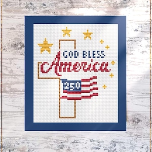 God Bless America-kruissteekpatroon, Independence Day 250-jubileum, patriottisch ontwerp (pdf)