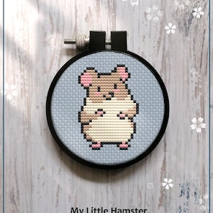 Patrón de punto de cruz "Mi pequeño hámster", arte de animales en miniatura para principiantes (PDF)