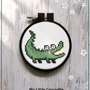 Mein kleines Krokodil Kreuzstichmuster, Anfänger Mini Animal Art (PDF)