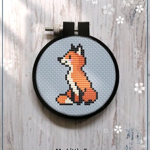 Padrão de Ponto Cruz Raposinha, Raposinha Mini e Fofa Fácil, Desenho de Animal para Iniciantes, Presente para Crianças, PDF para Download Instantâneo
