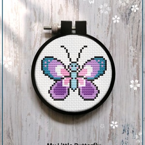 Cute Little Butterfly Modern Cross Stitch Pattern Gift for Kid Easy Mini butterfly beginner Instant Download PDF