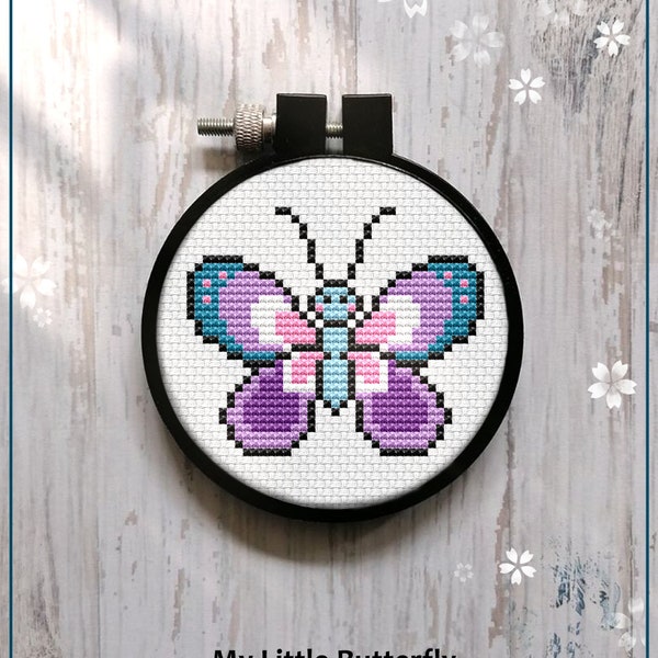 Cute Little Butterfly Modern Cross Stitch Pattern Gift for Kid Easy Mini butterfly beginner Instant Download PDF