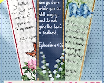 Bundle #3 Cross-stitch Bookmark Patterns, Bundle of 3 DIY Bible Bookmarks (PDFs)