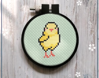 My Little Chick cross stitch pattern, Beginner Mini Animal Art (PDF)