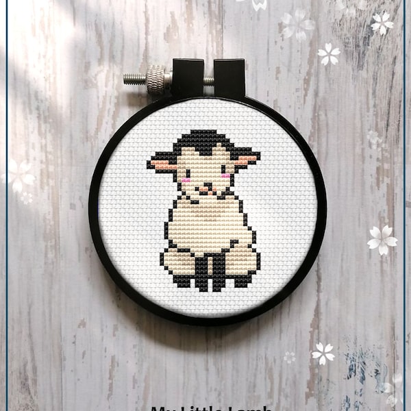 Cute Little Lamb Modern Cross Stitch pattern Gift for Kid Easy Mini baby Sheep Wall Art Instant Download PDF