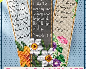 Lot n°1 de motifs de marque-pages au point de croix, lot de 3 signets bibliques DIY (PDF)