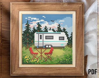 Vintage Trailer Cross Stitch Pattern