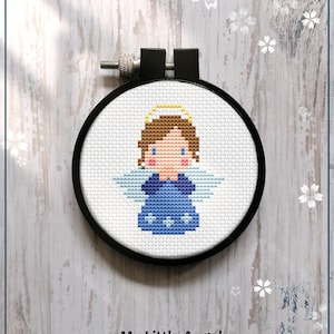 My Little Angel Modern Cross Stitch Gift for Kid Mini cute Angel Christmas Holiday Wall art embroidery Instant Download