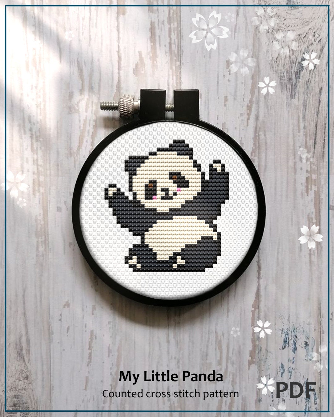 Cute Little Panda Modern Cross Stitch Pattern Gift for Kid Easy Mini ...