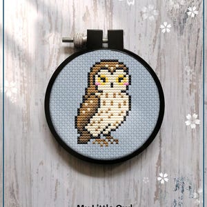 My Little Owl cross stitch pattern, Beginner Mini Animal Art (PDF)