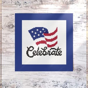 Vier juli kruissteekpatroon, ontwerp Independence Day, DIY kaart Amerikaanse vlag, patriottische kaart, Instant Download pdf